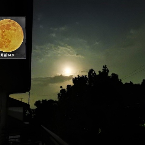 昇る満月