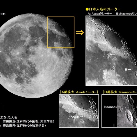 日本人名の付いたクレーター（Asada、Naonobu）