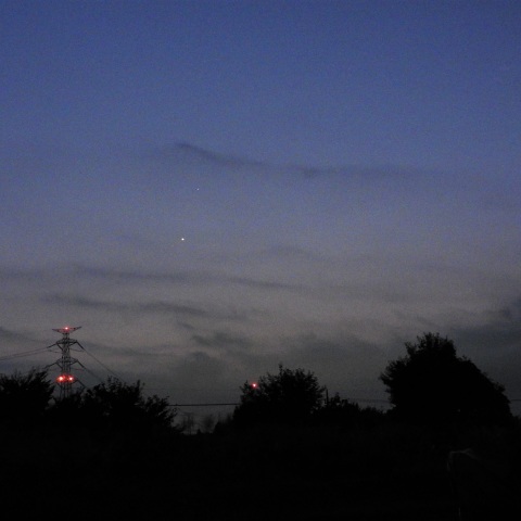 夜明け前の金星と火星