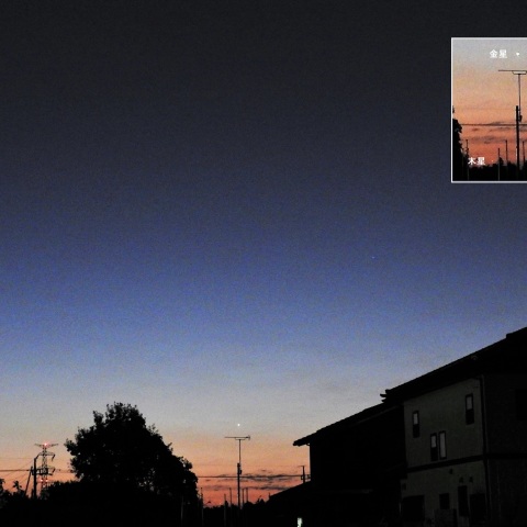 夜明け前の金星と木星