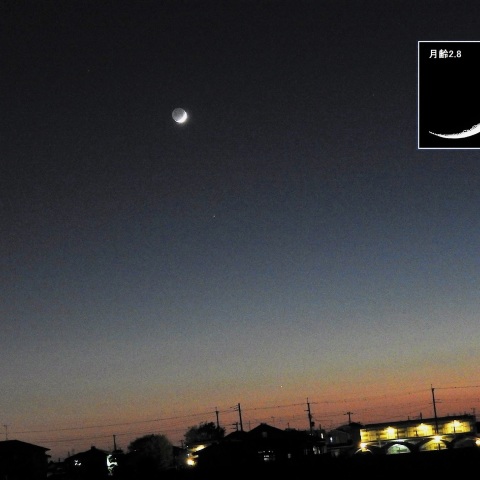 細い月と土星が接近―1