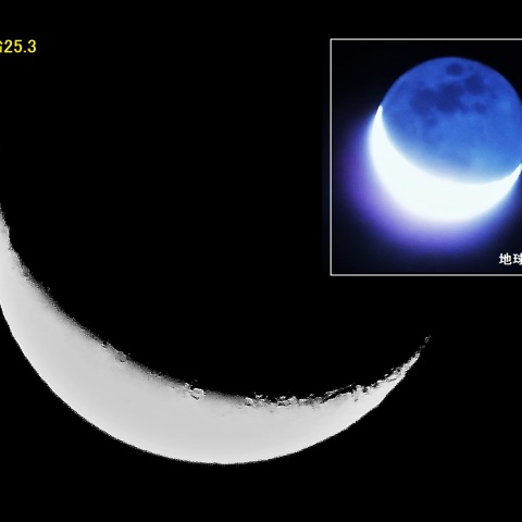 月（月齢25.3）の地球照