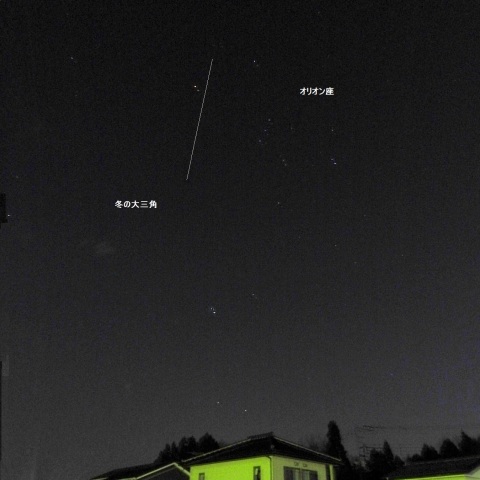 オリオン座～冬の大三角を通過する国際宇宙ステーション（ISS）