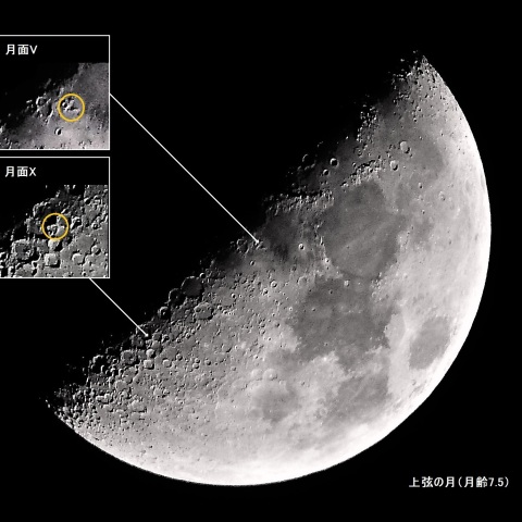 上弦の月（月面V／X）