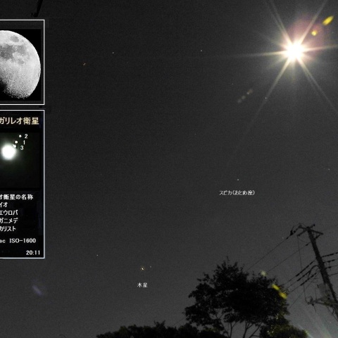 月、スピカ、木星が並ぶ