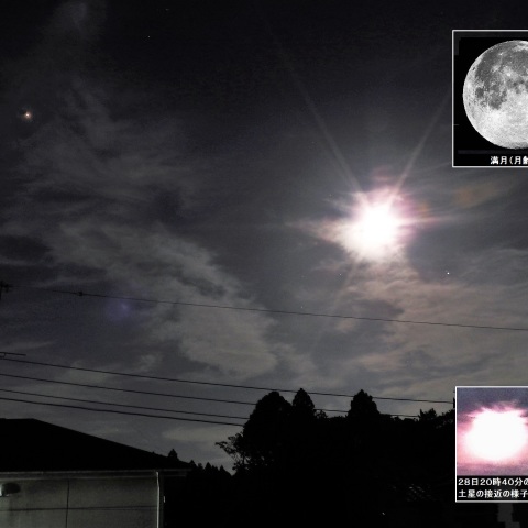 沈む満月と土星