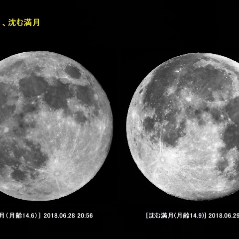 昇る満月、沈む満月