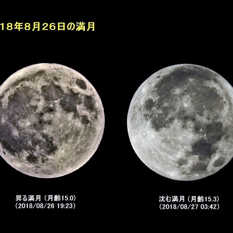 昇る満月と沈む満月
