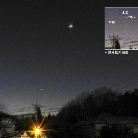 クリスマス日の水星・金星・木星