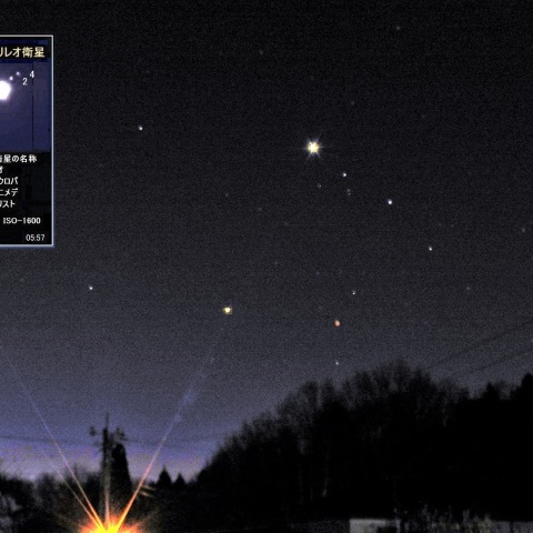 明け方の金星と木星、アンタレス