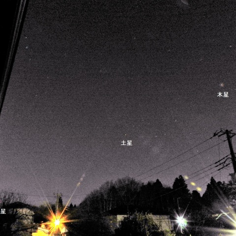 明け方の金星‣土星・木星