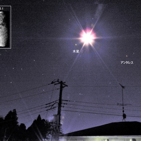 明け方の月と木星が接近－1