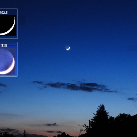 夕暮れの細い月
