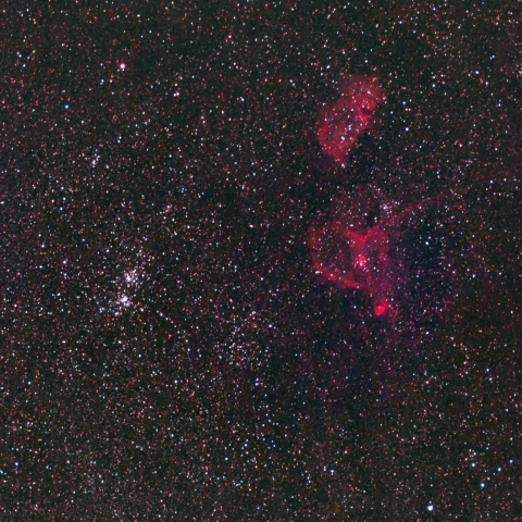 二重星団と胎児星雲＆ハート星雲