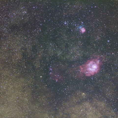 三裂星雲と干潟星雲付近