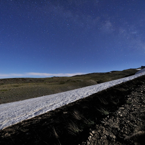 The summer Milky Way with snow