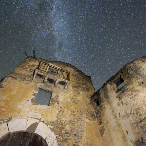The Milky Way over an abandoned Spanish village