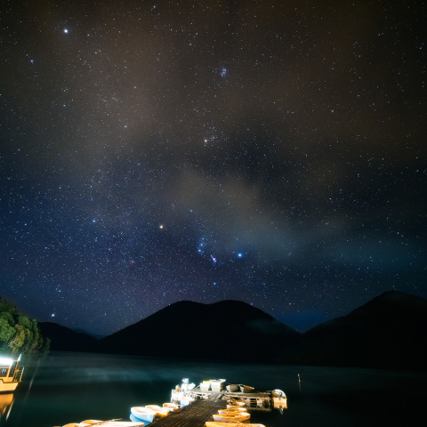 夜の然別湖