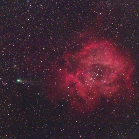 ウカイムデン彗星とバラ星雲