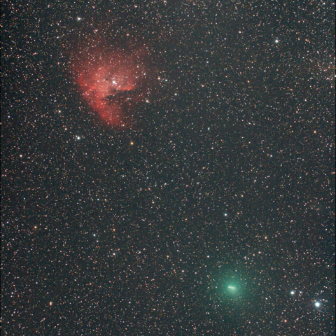 NGC281に接近する103P/ハートレー2彗星