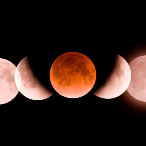 皆既月食と地球の影