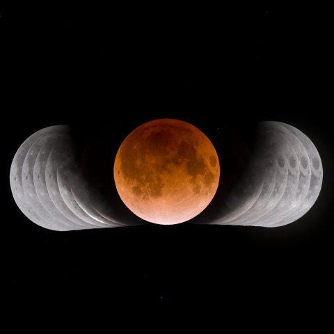 地球の影と赤い月