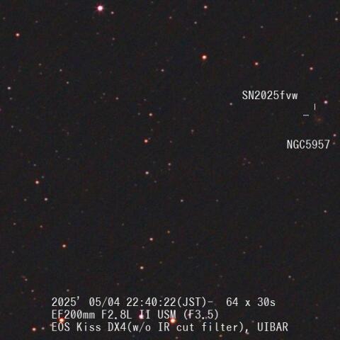 200mm望遠レンズで撮影した超新星2025fvw