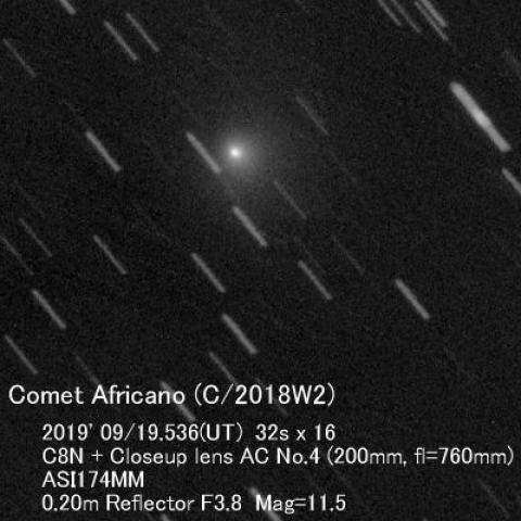 9/19のアフリカーノ彗星(C/2018W2)