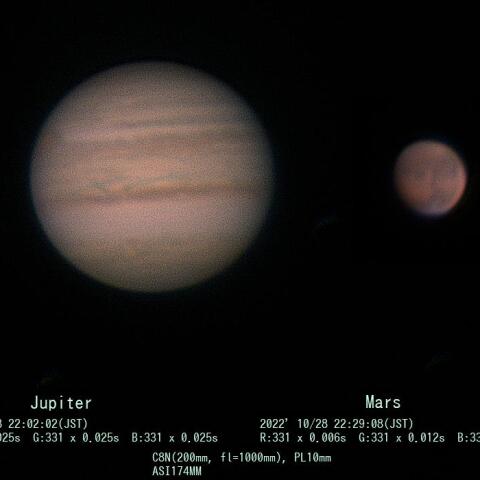 10/28の木星と火星