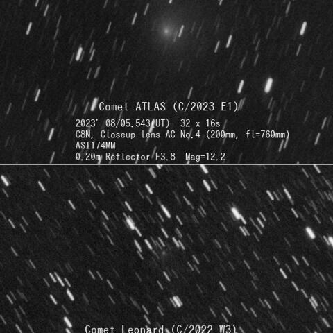 ATLAS彗星(C/2023E1)とLeonard彗星(C/2022W3)