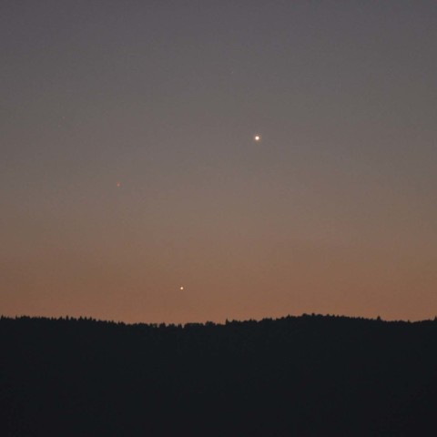 夕方の水星と金星