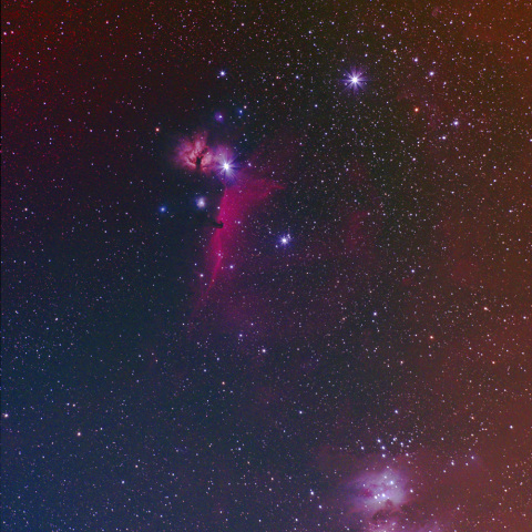 オリオン座のM78星雲から馬頭星雲、M42星雲
