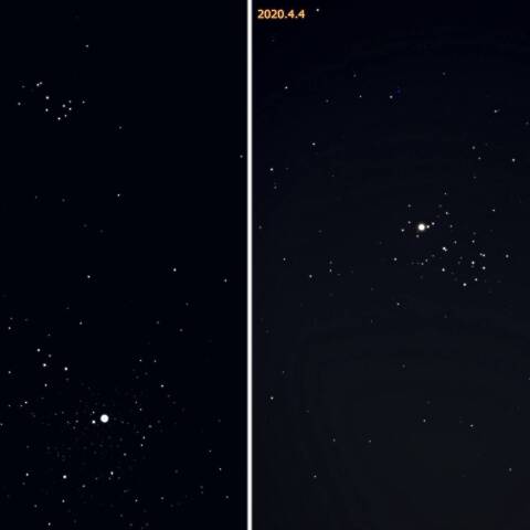 金星とM45の接近 2020年4月4日
