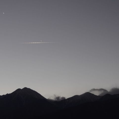 北アルプスとイリジウムフレア