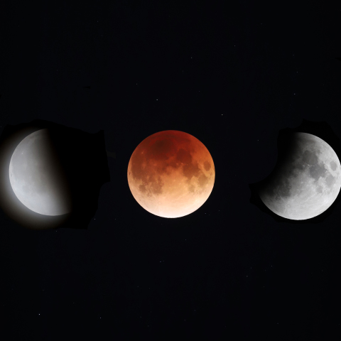 皆既月食と地球の本影