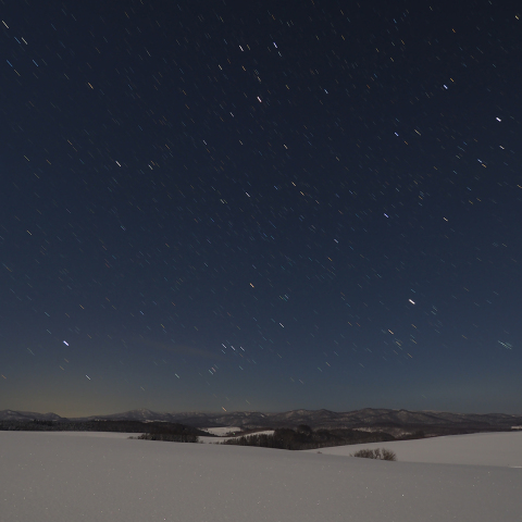 冬の星座が沈む風景~2月中旬・月夜の深夜