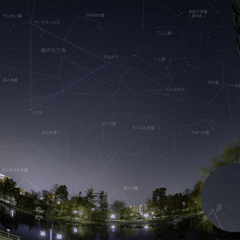 旧旭川市天文台から見た春の星座