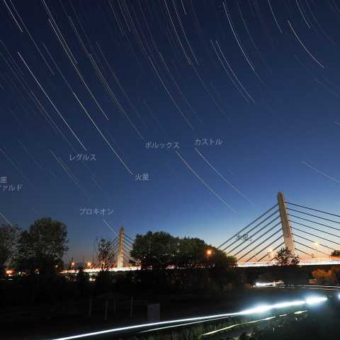 薄明の西空に沈む星々