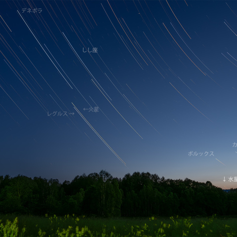 薄明に沈む「しし座」と「火星」(2025/06/19)