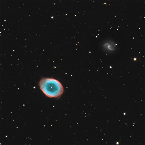 M57 リング星雲（こと座）とIC1296銀河