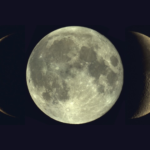 ９月２８日の大きい満月と前後の細い月