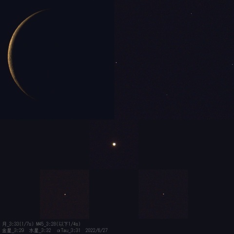 月と4天体、2022/6/27