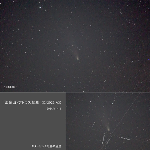 紫金山・アトラス彗星（スターリンク衛星の通過）