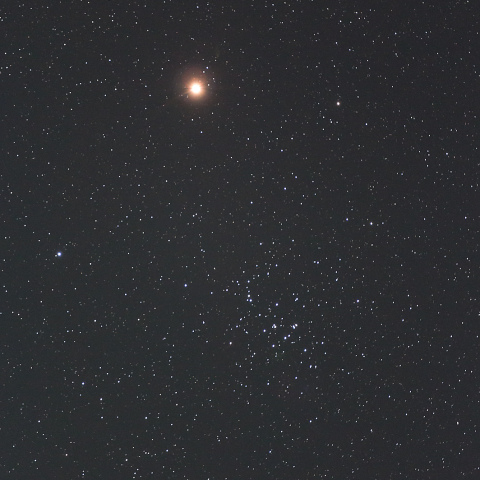 火星とプレセペ星団の接近