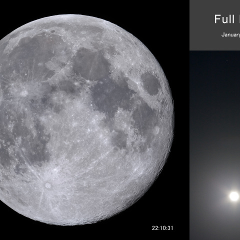 満月（月齢 14.6 ）月と火星の接近 