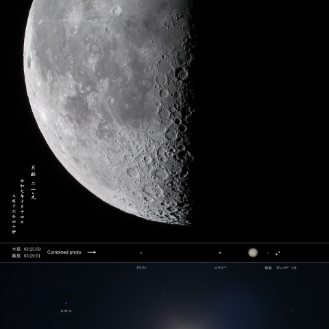下弦の月(月齢 21.9)と 木星