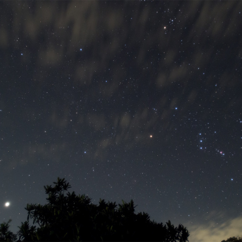 昇るオリオンと木星