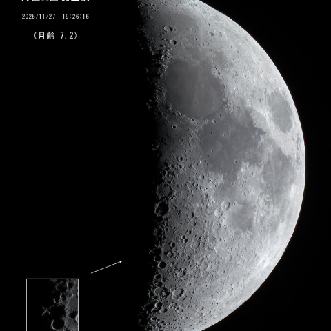 月面X出現直前 (月齢 7.2)