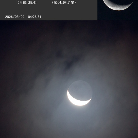 月（月齢 25.4）と エルナト（おうし座β星）