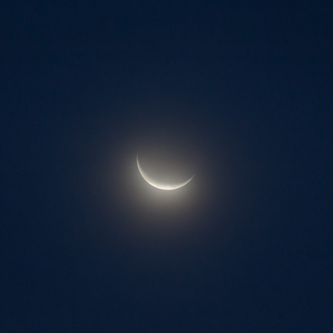 雲に霞む 有明の月 (月齢 26.4) 